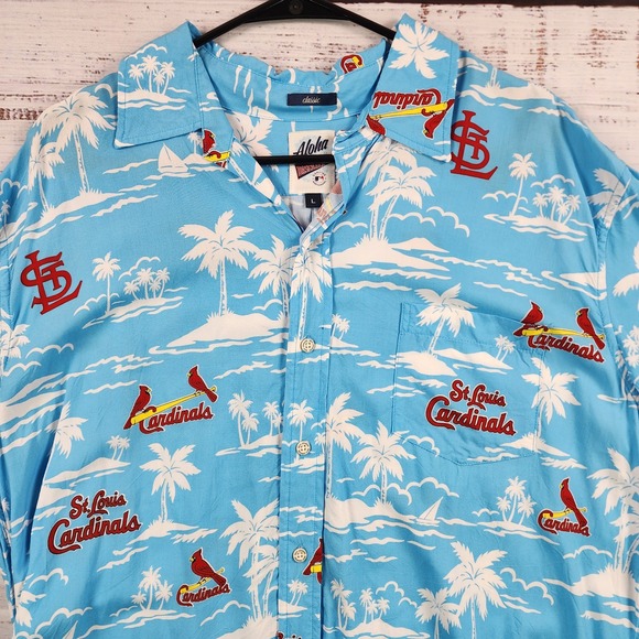 reyn spooner Other - Reyn Spooner St Louis Cardinals Hawaiian Shirt Blue Rayon Mens L